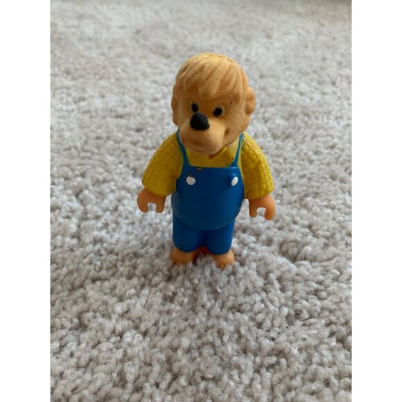 Vintage Berenstain Bears Papa Bear Figure Toy 3" Tall Blue Overalls Yellow Shirt - Picture 4 of 7